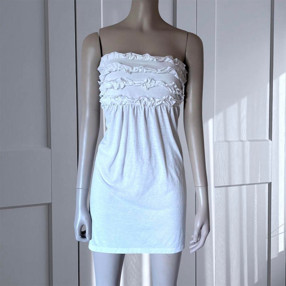 Y2k white ruffle tiered bandeau